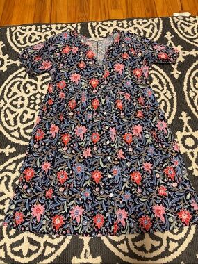 Women’s Navy Floral Button-Front Dress